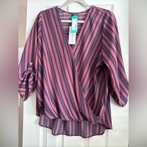 West kei Striped Pink and Blue Women's Top